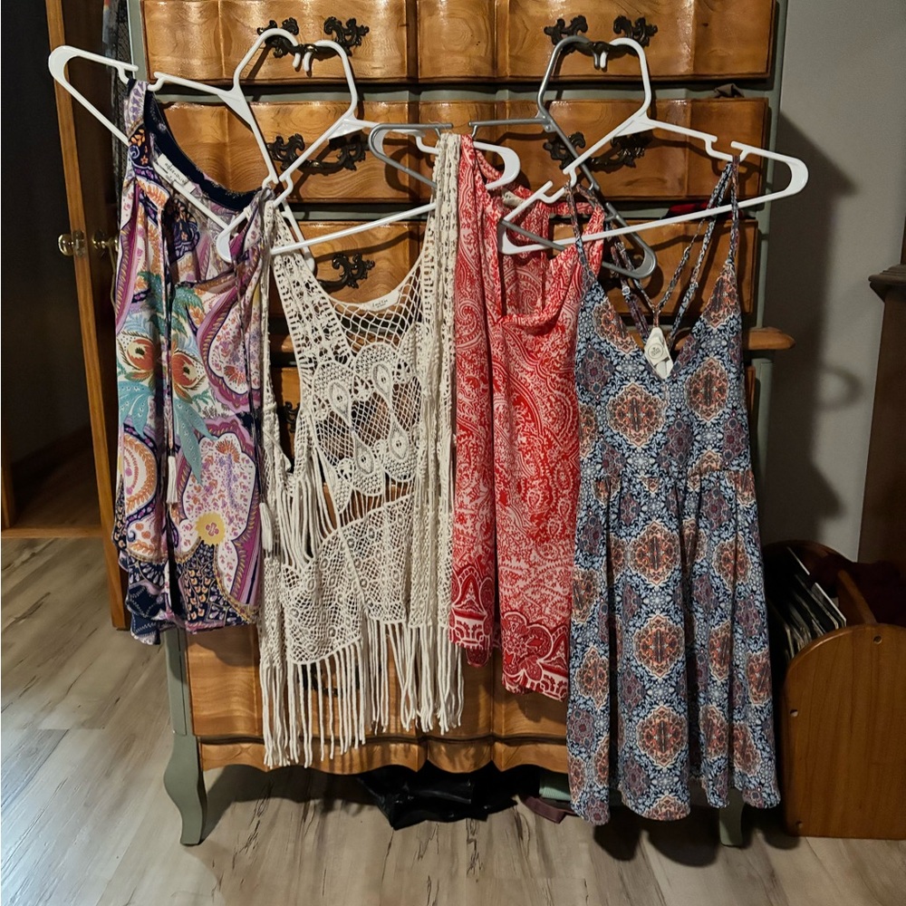 Bundle boho chic dress, vest, blouses tops beautiful